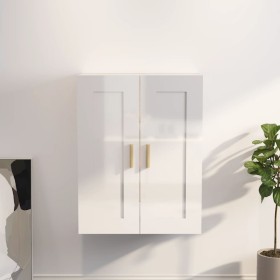 Mobile a Parete Bianco Lucido 69,5x32,5x90 cm Legno Multistrato