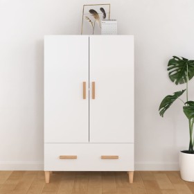 Credenza Bianco Lucido 70x31x115 cm in Legno Multistrato