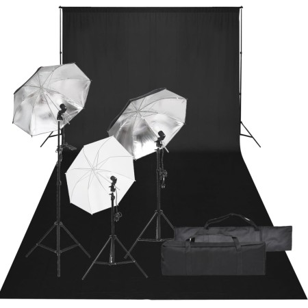 Kit per Studio Fotografico con Set di Luci e Fondale