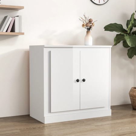 Credenza Bianco Lucido 70x35,5x67,5 cm in Legno Multistrato