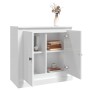 Credenza Bianco Lucido 70x35,5x67,5 cm in Legno Multistrato