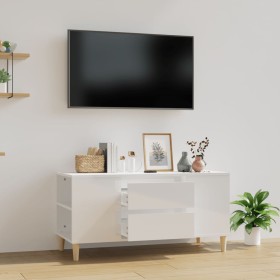 Mobile Porta TV Bianco Lucido 102x44,5x50 cm Legno Multistrato