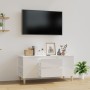 Mobile Porta TV Bianco Lucido 102x44,5x50 cm Legno Multistrato