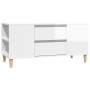 Mobile Porta TV Bianco Lucido 102x44,5x50 cm Legno Multistrato