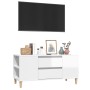 Mobile Porta TV Bianco Lucido 102x44,5x50 cm Legno Multistrato