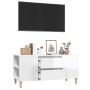 Mobile Porta TV Bianco Lucido 102x44,5x50 cm Legno Multistrato