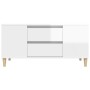 Mobile Porta TV Bianco Lucido 102x44,5x50 cm Legno Multistrato