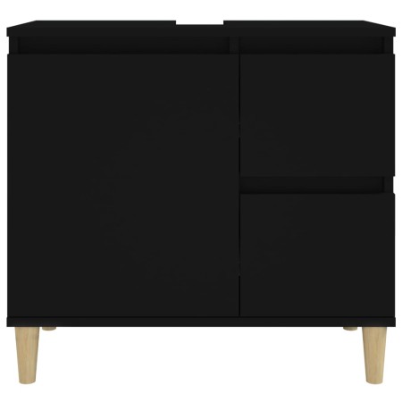 Armadietto da Bagno Nero 65x33x60 cm in Legno Multistrato