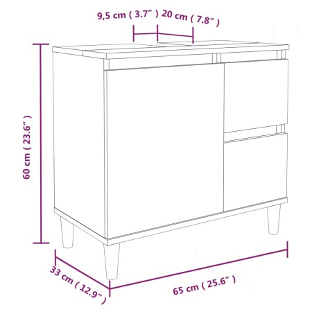 Armadietto da Bagno Nero 65x33x60 cm in Legno Multistrato