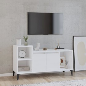 Mobile Porta TV Bianco Lucido 100x35x55 cm in Legno Multistrato