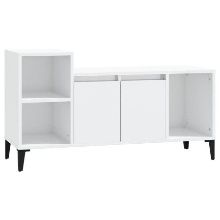 Mobile Porta TV Bianco Lucido 100x35x55 cm in Legno Multistrato