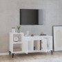 Mobile Porta TV Bianco Lucido 100x35x55 cm in Legno Multistrato