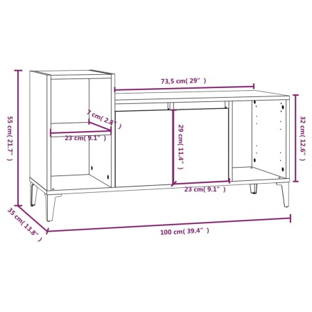 Mobile Porta TV Bianco Lucido 100x35x55 cm in Legno Multistrato