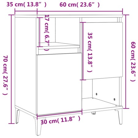 Credenza Nero 60x35x70 cm in Legno Multistrato