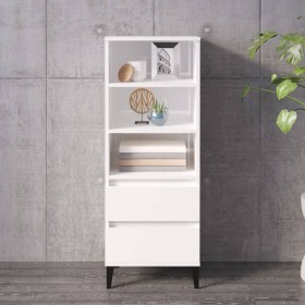 Credenza Bianco Lucido 40x36x110 cm in Legno Multistrato