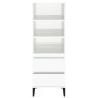 Credenza Bianco Lucido 40x36x110 cm in Legno Multistrato