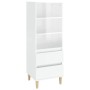 Credenza Bianco Lucido 40x36x110 cm in Legno Multistrato