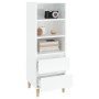 Credenza Bianco Lucido 40x36x110 cm in Legno Multistrato