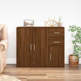 Credenza Rovere Marrone 91x29,5x75 cm in Legno Multistrato