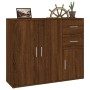 Credenza Rovere Marrone 91x29,5x75 cm in Legno Multistrato