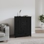 Credenza Nera 83x41,5x100 cm in Legno Massello di Pino