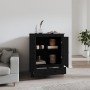 Credenza Nera 83x41,5x100 cm in Legno Massello di Pino