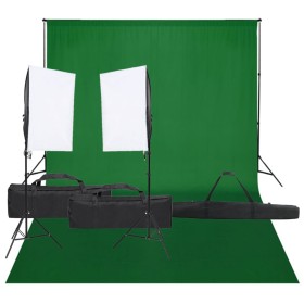 Kit per Studio Fotografico con Set di Luci e Fondale