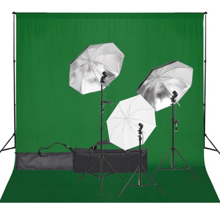 Kit per Studio Fotografico con Set di Luci e Fondale