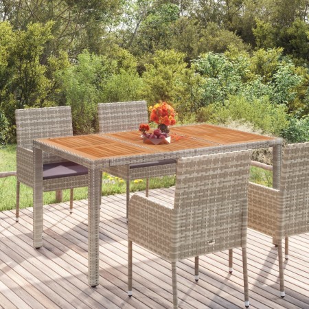 Tavolo da Giardino Piano in Legno Grigio 150x90x75cm Polyrattan