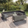 Set Divani da Giardino 14 pz con Cuscini in Polyrattan Grigio