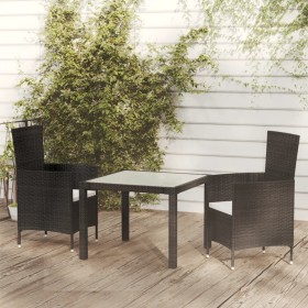 Set Mobili da Giardino 3 pz con Cuscini in Polyrattan Nero