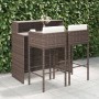 Set Bar da Giardino 3 pz con Cuscini Polyrattan Marrone