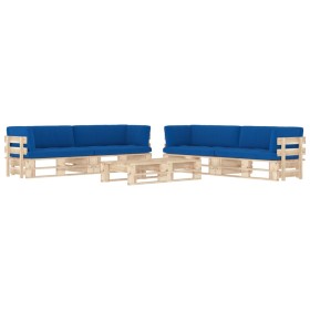 Set Divani in Pallet con Cuscini 6 pz in Pino Impregnato