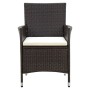 Set Mobili da Giardino 5 pz con Cuscini in Polyrattan Marrone