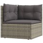 Set Divani da Giardino 5 pz con Cuscini in Polyrattan Grigio