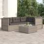 Set Divani da Giardino 4 pz con Cuscini in Polyrattan Grigio