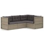 Set Divani da Giardino 4 pz con Cuscini in Polyrattan Grigio