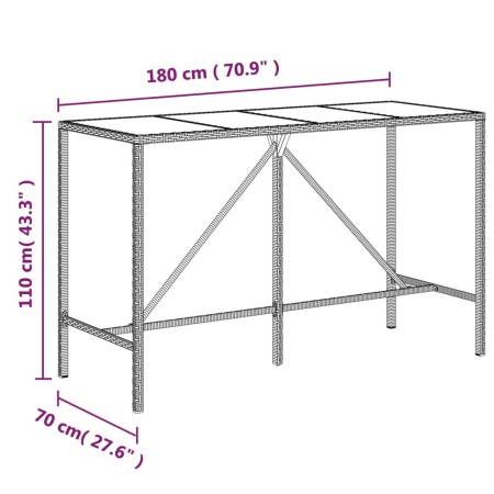 Set Bar Giardino 9pz Grigio Polyrattan e Legno Massello Acacia