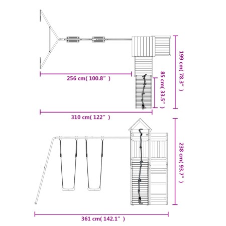 Set da Gioco da Esterno in Legno Massello di Pino