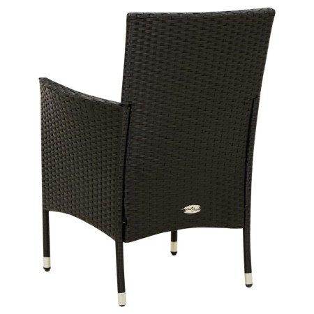 Set da Pranzo da Giardino 9 pz con Cuscini in Polyrattan Nero