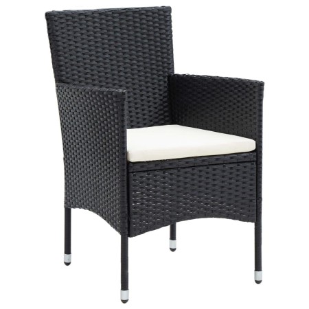 Set da Pranzo da Giardino 7 pz Nero con Cuscini in Polyrattan