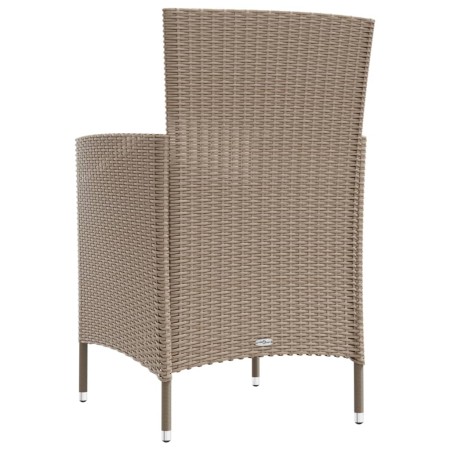 Set Mobili da Giardino 3 pz con Cuscini in Polyrattan Beige