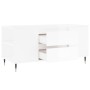 Tavolino Salotto Bianco Lucido 102x44,5x50 cm Legno Multistrato