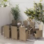 Set Mobili da Pranzo Giardino 11 pz e Cuscini Polyrattan Beige