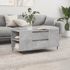 Tavolino Salotto Grigio Cemento 102x44,5x50cm Legno Multistrato