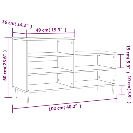 Scarpiera Nera 102x36x60 cm in Legno Multistrato