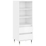 Credenza Bianco Lucido 40x36x110 cm in Legno Multistrato