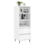 Credenza Bianco Lucido 40x36x110 cm in Legno Multistrato