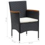 Set Pranzo da Giardino 9 pz con Cuscini in Polyrattan Nero