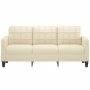 Divano a 3 Posti Crema 180 cm in Similpelle